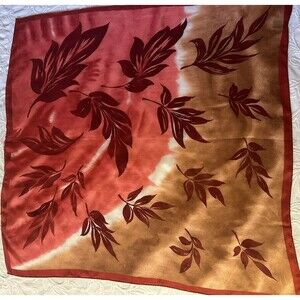 Specialty House Scarf Printed Silk Square Hand Rolled Womens One Size Leaves 31"